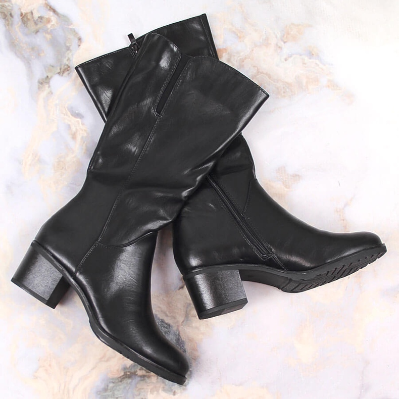 Women's high-heeled boots with an elasticated Jezzi black 1