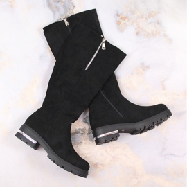 Filippo Women's suede boots with a zipper, black insulated Potocki 1