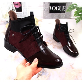 Women's flat-heeled, maroon Jezzi boots claret red 1 Women's flat-heeled, maroon Jezzi boots claret red 1