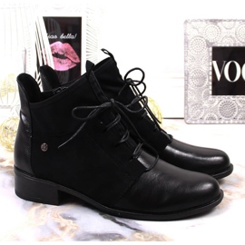 Black insulated women's boots with flat heels Jezzi 1