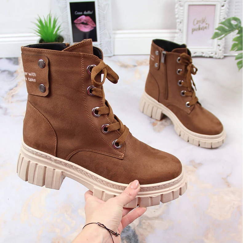 Women's suede workers on a brown padded platform by T.Sokolski 1