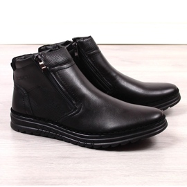 Black leather men's shoes with zippers, T.Sokolski 1