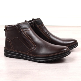 Brown leather men's shoes with zippers, brown T.Sokolski 1