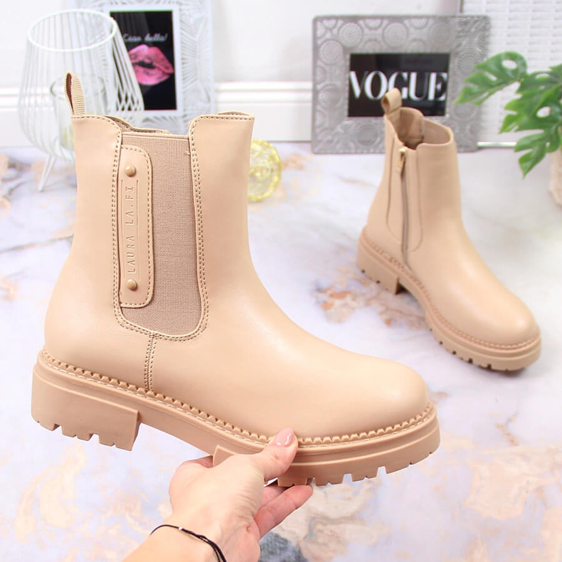 Ladies' beige warm Jodhpur boots Laura La.Fi 1