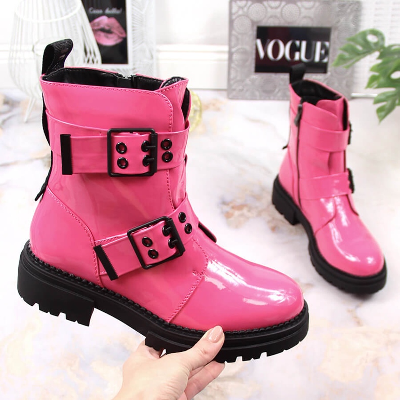Women's warm boots with buckles fuchsia Laura La.Fi pink 1