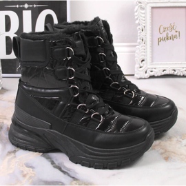 Women's laced snow boots metallic black Potocki 1