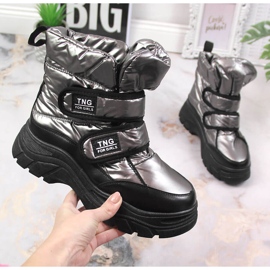 Velcro pewter Potocki youth snow boots silver 1
