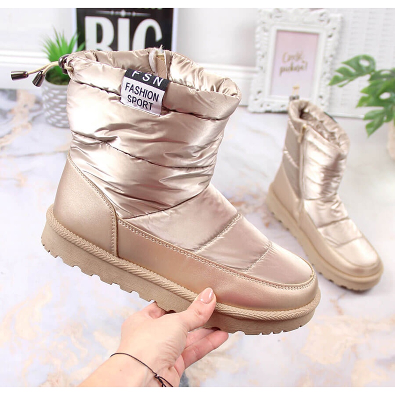 Women's gold metallic snow boots Potocki golden 1