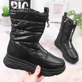 Women's snow boots with a zipper black Potocki 1