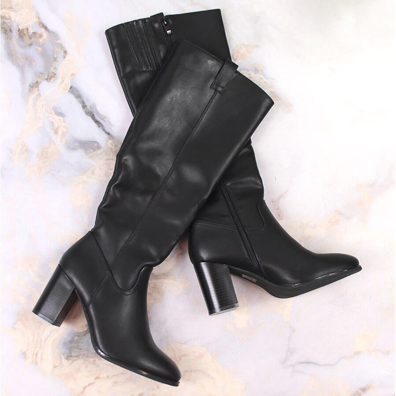 Black Sergio Leone high-heeled women's boots 1