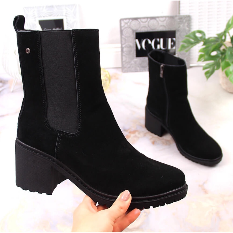 Leather suede Jodhpur boots on the post, insulated black Filippo 1 Leather suede Jodhpur boots on the post, insulated black Filippo 1