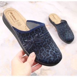 Comfortable women's navy blue Inblu slippers with leopard print 2