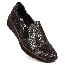 Comfortable women's slip on shoes with elastics Rieker 53766-00 black 1