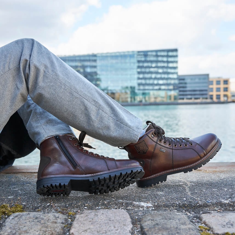 Waterproof winter boots for men insulated with sheep wool Rieker F3602-25 brown 2