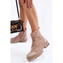 S.Barski Women's Suede Boots Beige Margot 2