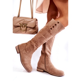 S.Barski Suede warm boots on a flat heel Beige Laura 3