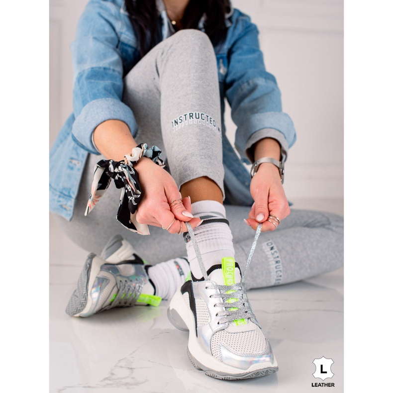 Goodin Openwork Leather Sneakers multicolored 1