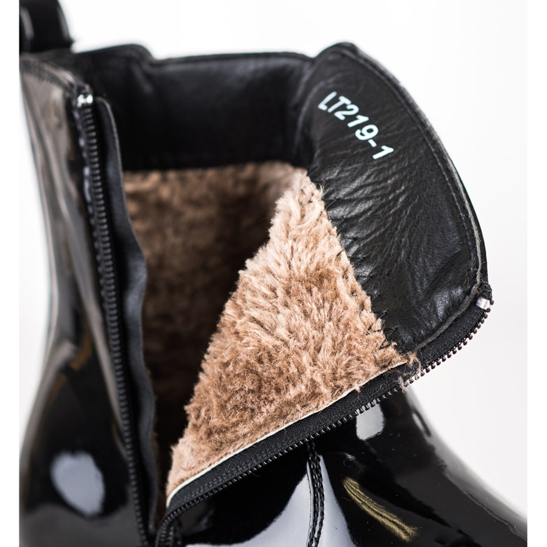 SHELOVET Lacquered Booties With Fur black 1