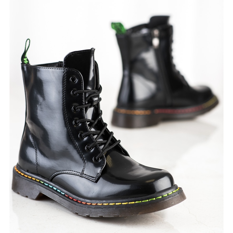 Weide Black Lace-up Boots 1