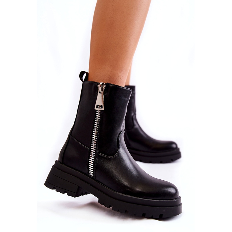 Women's Black Warm Boots With Zippers 1