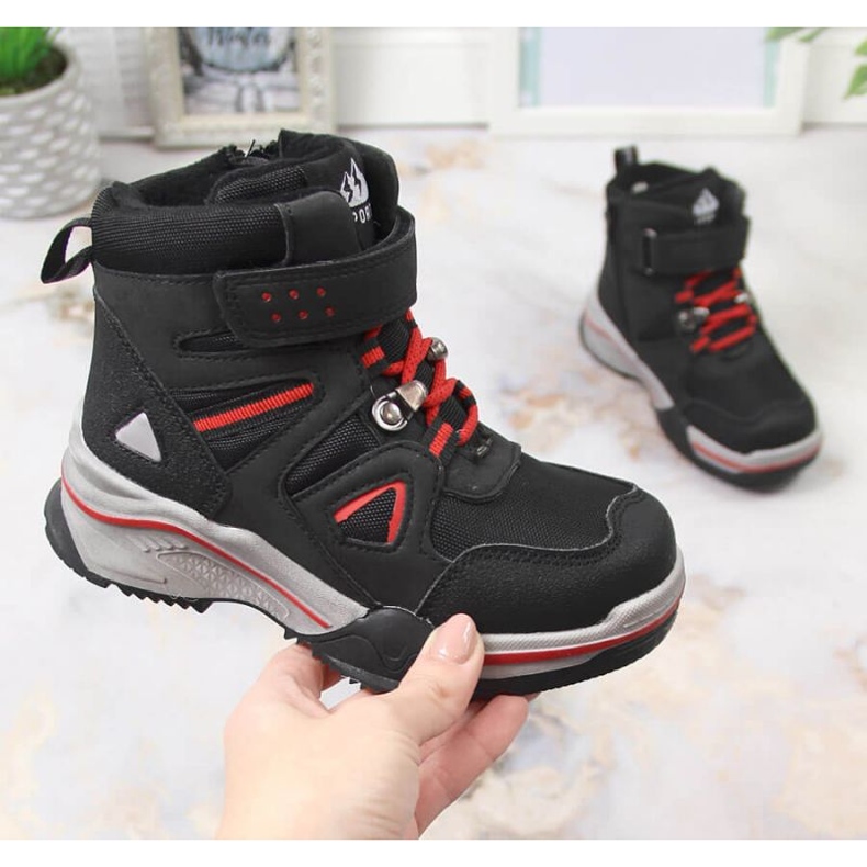 Sheep wool insulated boots News Jr EVE383A black 1