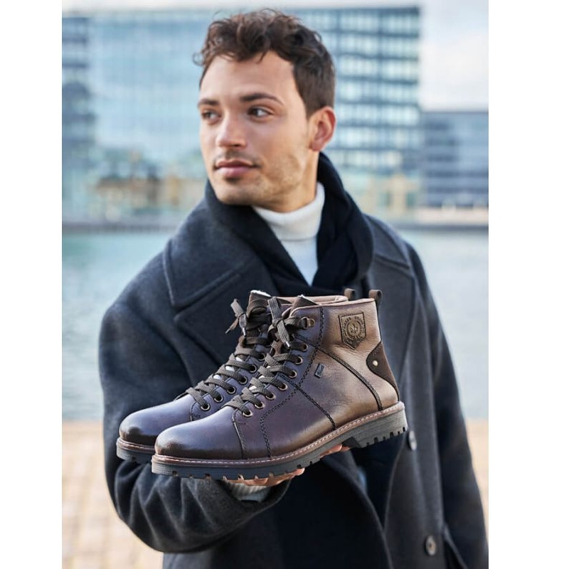 regel aanraken Gedachte Waterproof winter boots insulated with sheep wool Rieker M RKR553 brown -  KeeShoes