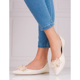 Women's ballerinas with shelovet crystals beige 1