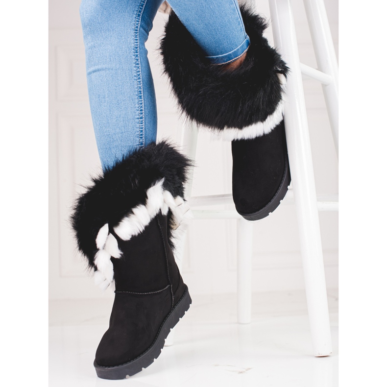 Women's shelovet mucilages with fur black 1