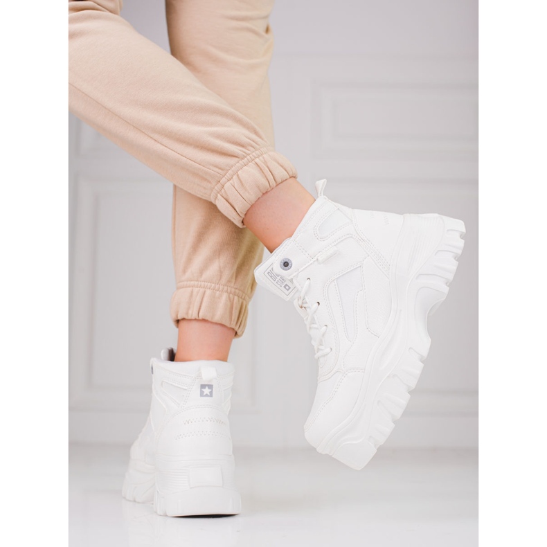 Women's trappers on the Big Star KK274369 platform white 2