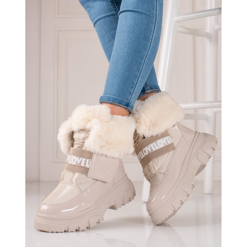 Women's snow boots with shelovet elastic beige 1