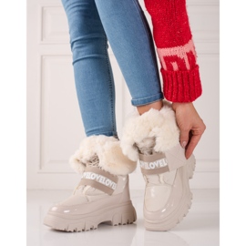 Women's snow boots with shelovet elastic beige 2