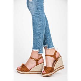 Wilady Espadrilles on a wedge heel with a platform brown 1