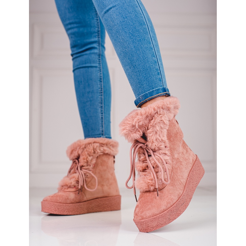 Women's snow boots on the shelovet platform pink 1 Women's snow boots on the shelovet platform pink 1