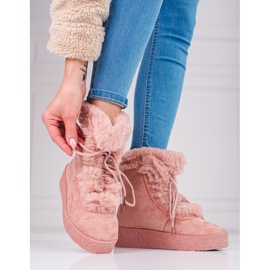 Women's snow boots on the shelovet platform pink 2