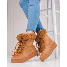 Women's snow boots on the shelovet platform brown 2