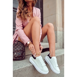 Women's Platform Sports Shoes, White and Black 1