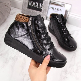 Black lacquered women's boots Rieker M6434 2