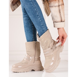 Women's shelovet snow boots insulated with fur beige 1