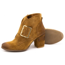 Exquisite Women's suede boots with a high heel buckle 1262EX camel brown 3