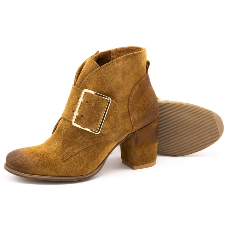 Exquisite Women's suede boots with a high heel buckle 1262EX camel brown 3