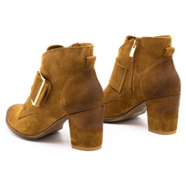 Exquisite Women's suede boots with a high heel buckle 1262EX camel brown 4