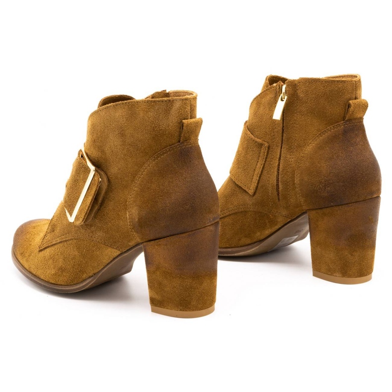 Exquisite Women's suede boots with a high heel buckle 1262EX camel brown 4