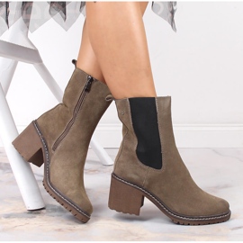 Women's suede leather boots on a post, warm beige Filippo 1