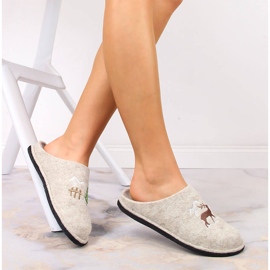 Women's home slippers made of wool felt beige Big Star KK276016 1