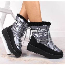 Women's silver lace-up warm winter boots Filippo 1