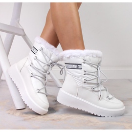 White Filippo lace-up warm women's snow boots 1