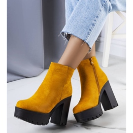 BM Mustard ankle boots on a high Raelynn post yellow 1
