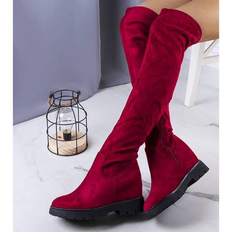 BM Maroon suede wedge boots Naomi red 1