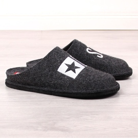 Men's home slippers made of wool felt Big Star KK176003 black 1