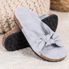 SHELOVET Suede slippers on the platform grey 1